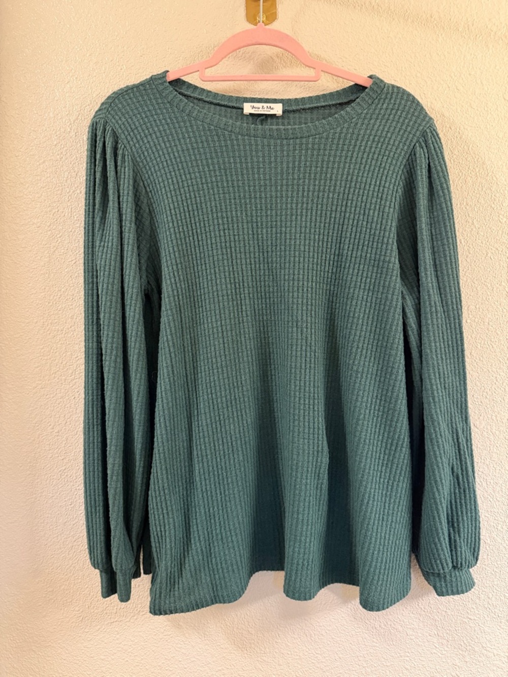 Forest Green Waffle Knit Lightweight Sweater